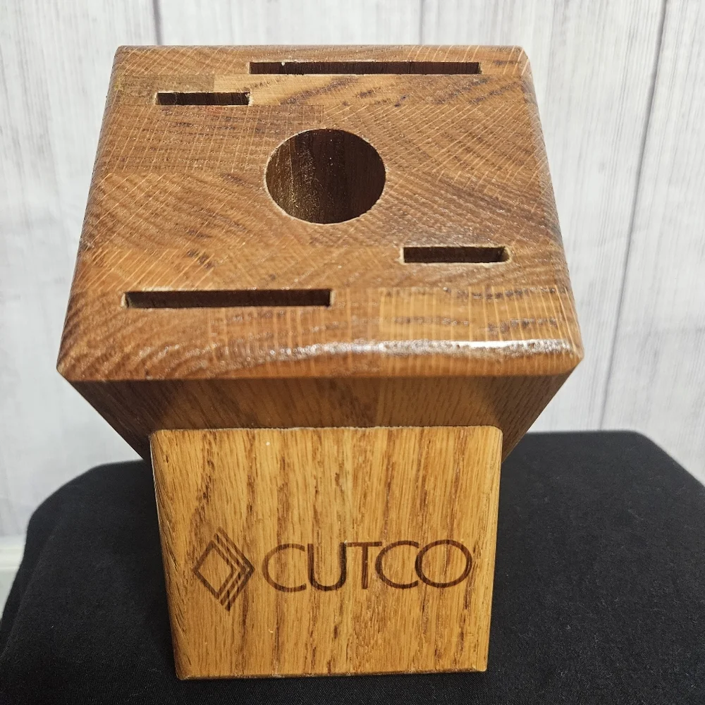 Cutco 5 Slot Wooden Knife Block In Honey Oak Finish